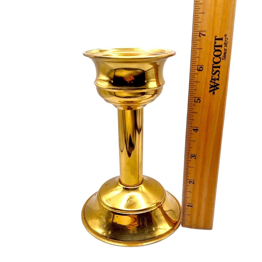 Vintage Gold Brass Candle Stick Holder Oil Lamp Base 6.5" Made In England - Picture 15 of 16